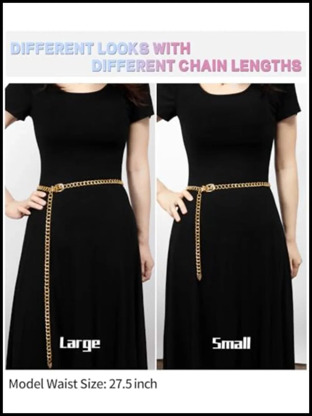Metal Chain Belt Adjustable Waist Chain for Dresses Jeans Punk Y2K